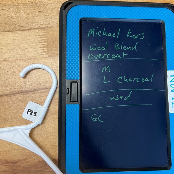 Michael Kors Peacoat Mens L Large Charcoal Wool Blend Button Up Utility Overcoat - Picture 10 of 11